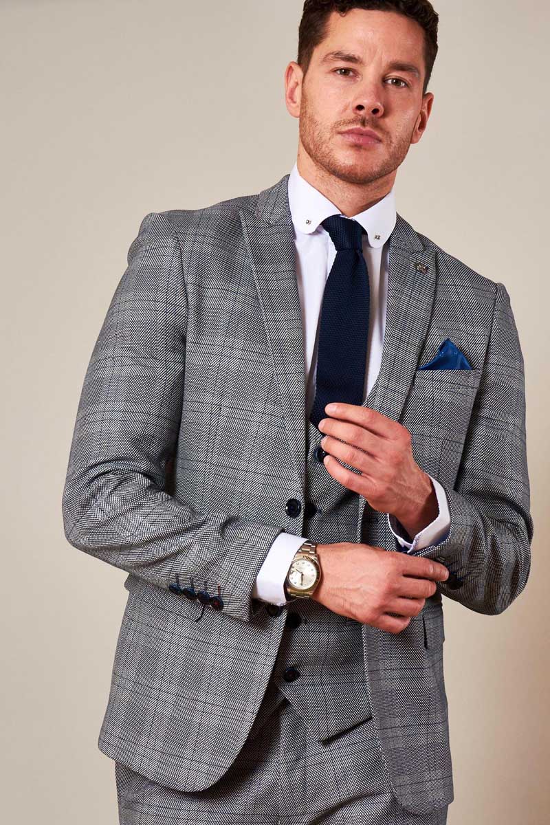 Marc Darcy Jerry Grey Check 3 Piece Suit