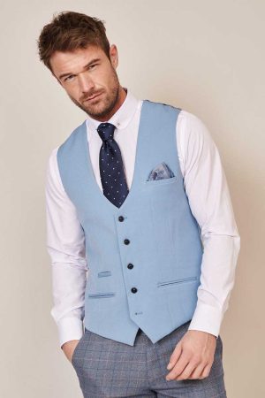 Marc Darcy Fashion Waistcoat Sky Blue