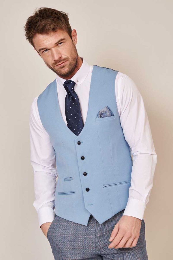Marc Darcy Fashion Waistcoat Sky Blue