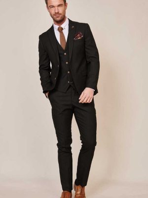 Marc Darcy Max 3 Piece Black Suit