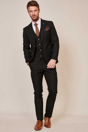 Marc Darcy Max 3 Piece Black Suit