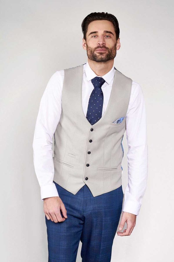 marc darcy kelvin Stone Grey waistcoat single breasted