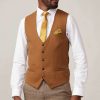 marc darcy kelvin deep tan waistcoat single breasted