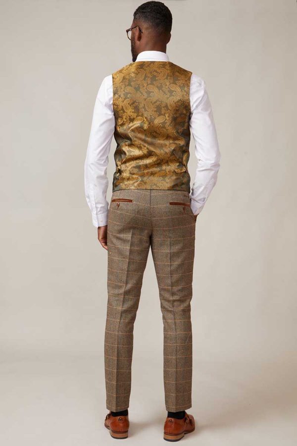 paisley tan waistcoat detail