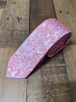 Pink Paisley Skinny Tie