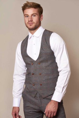 marc darcy double breasted waistcoat grey