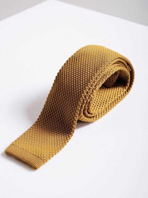 Gold Skinny Knitted Tie