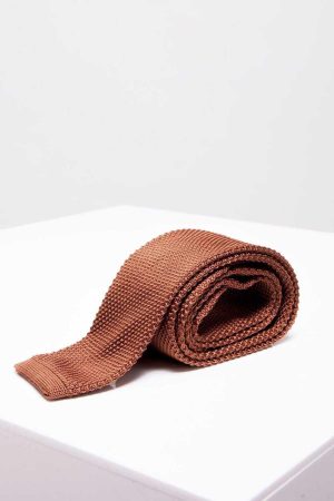 Rusty Copper Skinny Knitted Tie