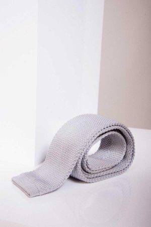 Marc darcy Knitted ties Silver Grey Knitted Tie