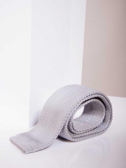 Marc darcy Knitted ties Silver Grey Knitted Tie