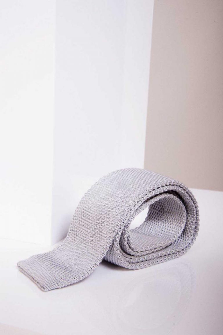 Marc darcy Knitted ties Silver Grey Knitted Tie