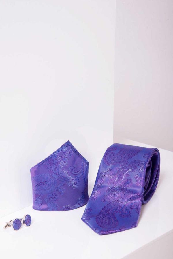 Lilac Paisley Tie Set-formal accessories