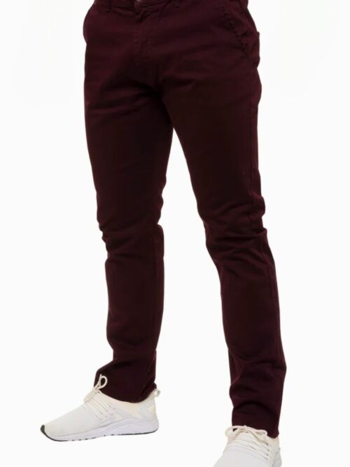Enzo Tapered Fit Stretch Burgundy Chinos