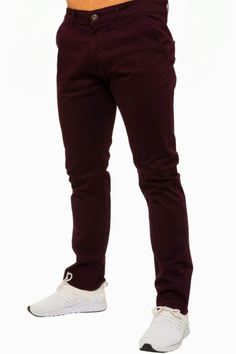 Enzo Tapered Fit Stretch Burgundy Chinos