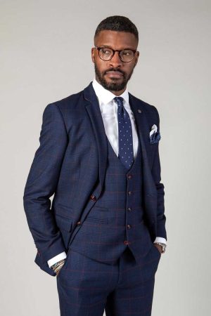 marc darcy edison navy check blazer