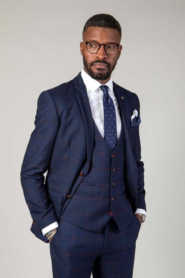 marc darcy edison navy check blazer