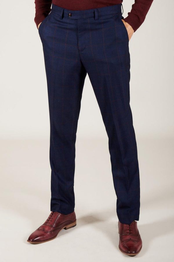 navy suit pants tan shoes