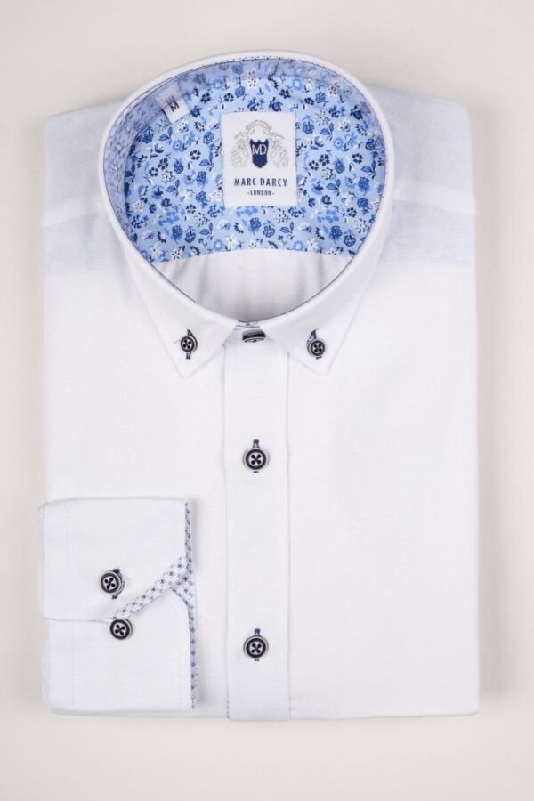 Marc Darcy White Suit Shirt_ Button Down Collar Shirt