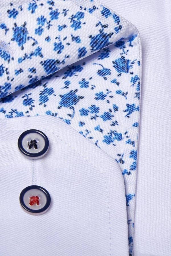 Paisley cuff detail white shirt