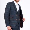 Marc Darcy Eton Blue Check Tweed Blazer_ 3 Piece Blue Tweed Check Suit