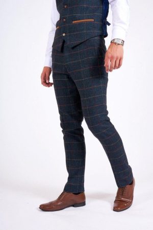 Eton- Blue Tweed Check Trousers