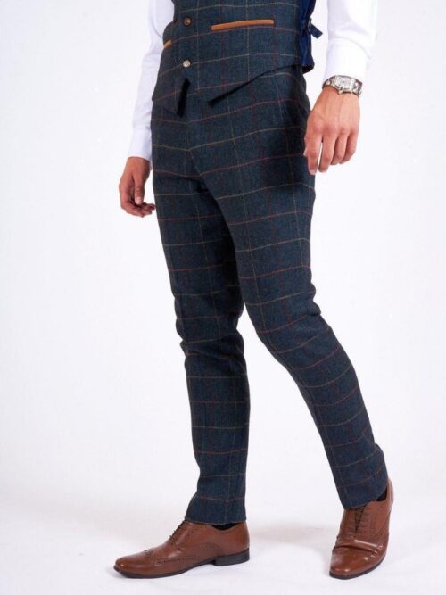 Eton- Blue Tweed Check Trousers