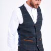 Marc Darcy Eton Blue Tweed Check Waistcoat