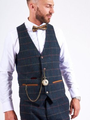 Mens Designer Tweed Waistcoar_marc darcy suits