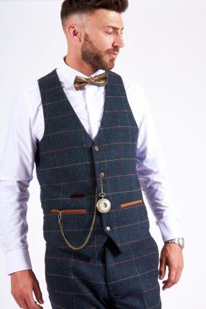 Mens Designer Tweed Waistcoar_marc darcy suits