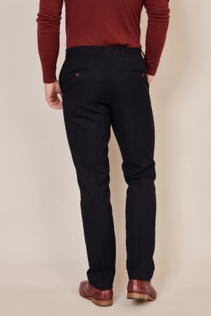 Navy suit trousers-wine button detail