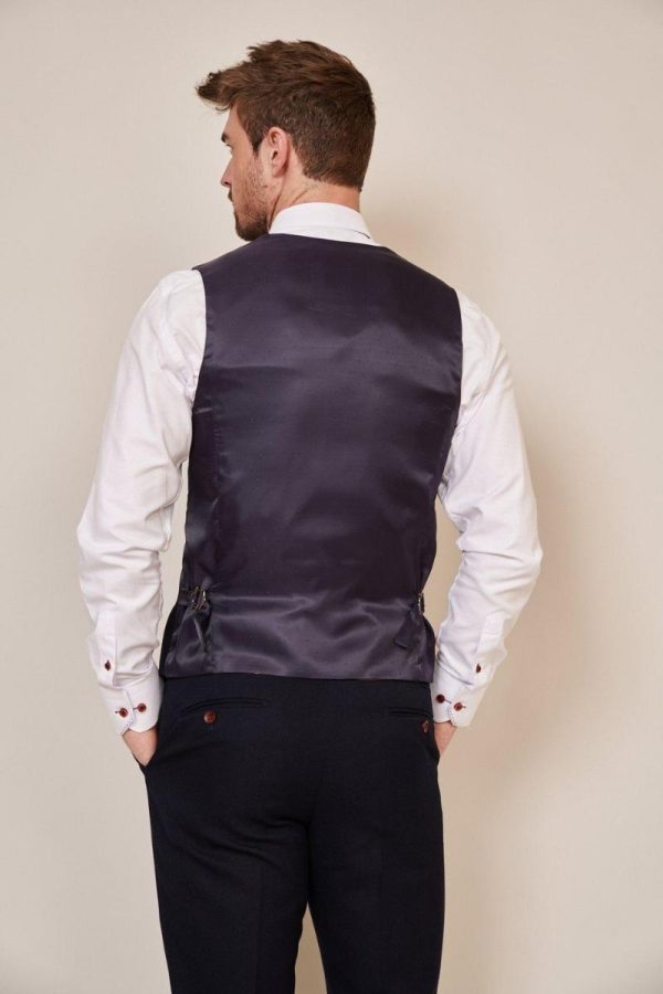 Rear lining navy waistcoat marc darcy