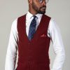 Marc Darcy Single Breasted Kelvin Waistcoat Wine