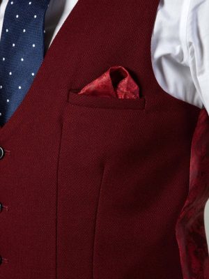 Mens Designer Waistcoat Wine