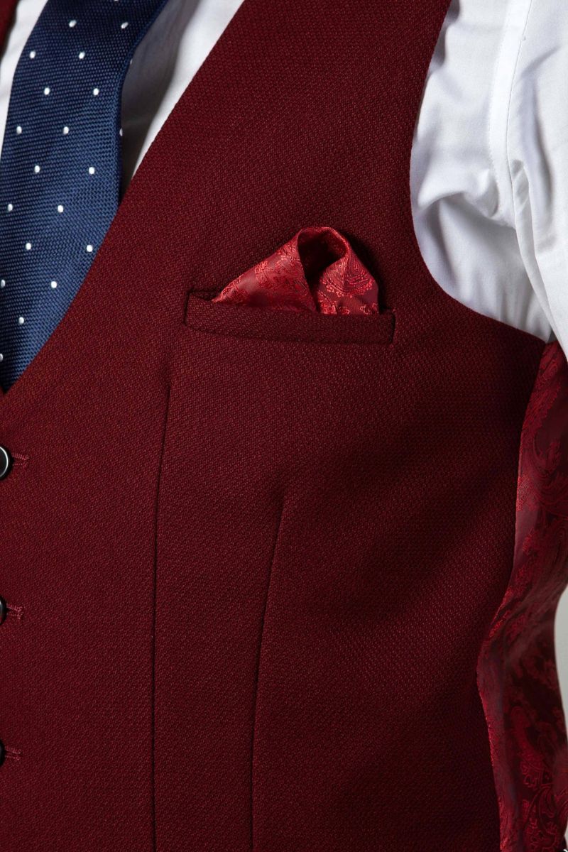 Mens Designer Waistcoat Wine