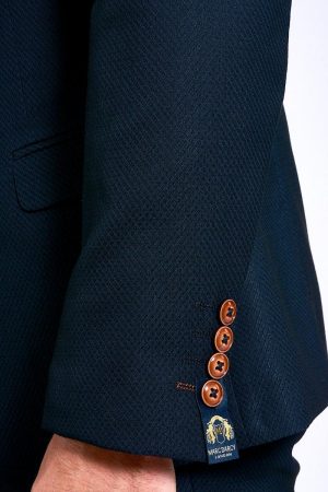 Close up diamond fabric_marc Darcy Max navy suit