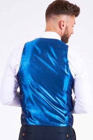 Marc Darcy Navy Waistcoat Lining detail