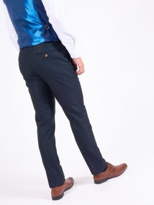 mens navy slim fit suit trousers