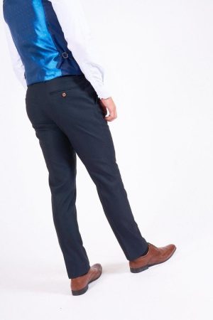 mens navy slim fit suit trousers