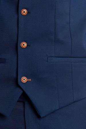 Diamond Fabric Close Up Blue Waistcoat