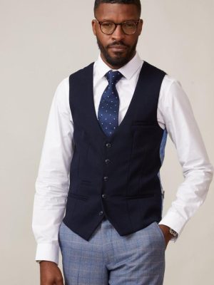 Marc Darcy Single Breasted Kelvin Navy Waistcoat