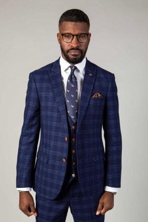 Marc Darcy Chigwell Navy Check 3 Piece Suit