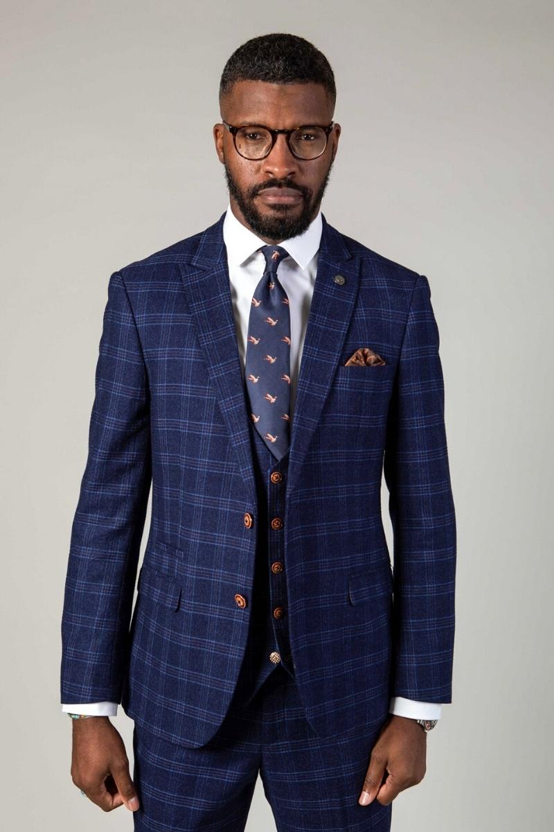Marc Darcy Chigwell Navy Check 3 Piece Suit