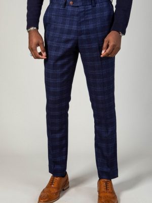 Marc Darcy Chigwell Navy Check Suit Trousers