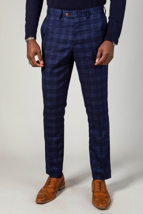Marc Darcy Chigwell Navy Check Suit Trousers