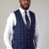 Marc Darcy Chigwell Navy Check Waistcoat