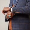 Tan buttons with waistcoat