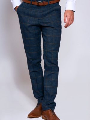 Marc Darcy Jenson Marine Blue Check Trousers