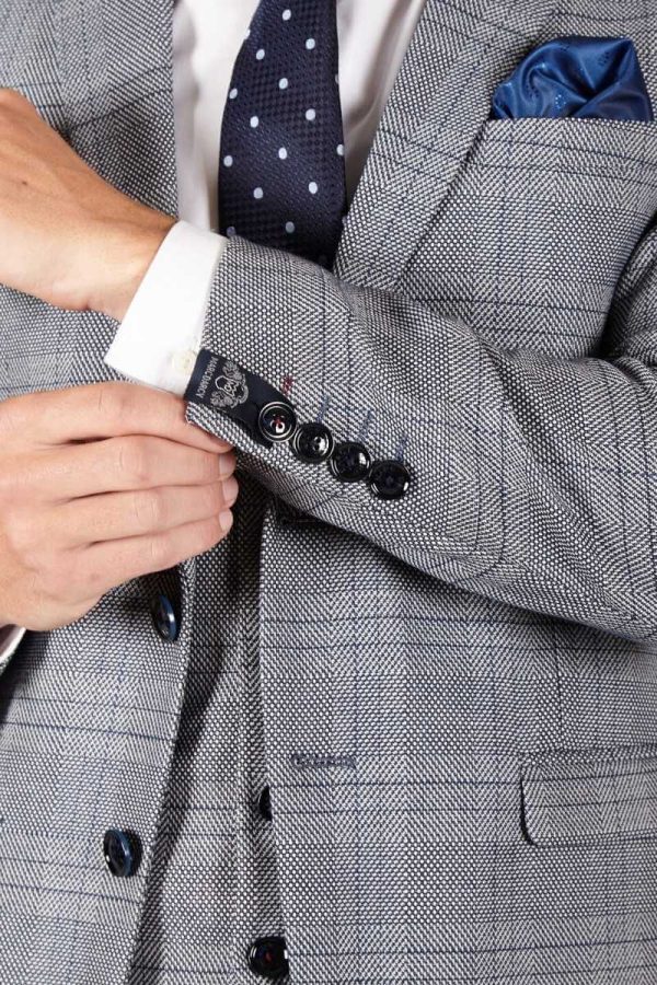 Grey Check Blazer Close up_Marc Darcy Suits