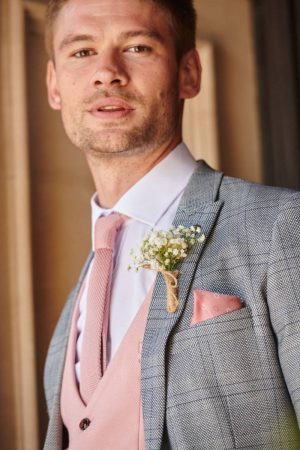 Grey jacket and Pink Waistcoat_bridal party outfit