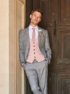 Marc Darcy Jerry Grey-Kelvin Pink Waistcoat